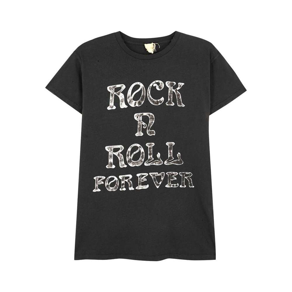 Rock N Roll Forever T Shirt Black Distressed Graphic Tee Medium